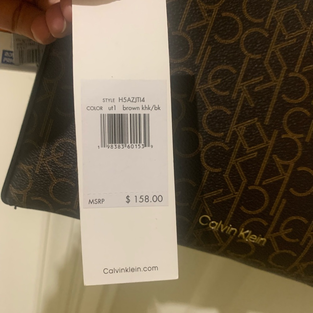 Calvin Klein Black and Brown Monogram Shoulder Bag - Picture 3 of 4
